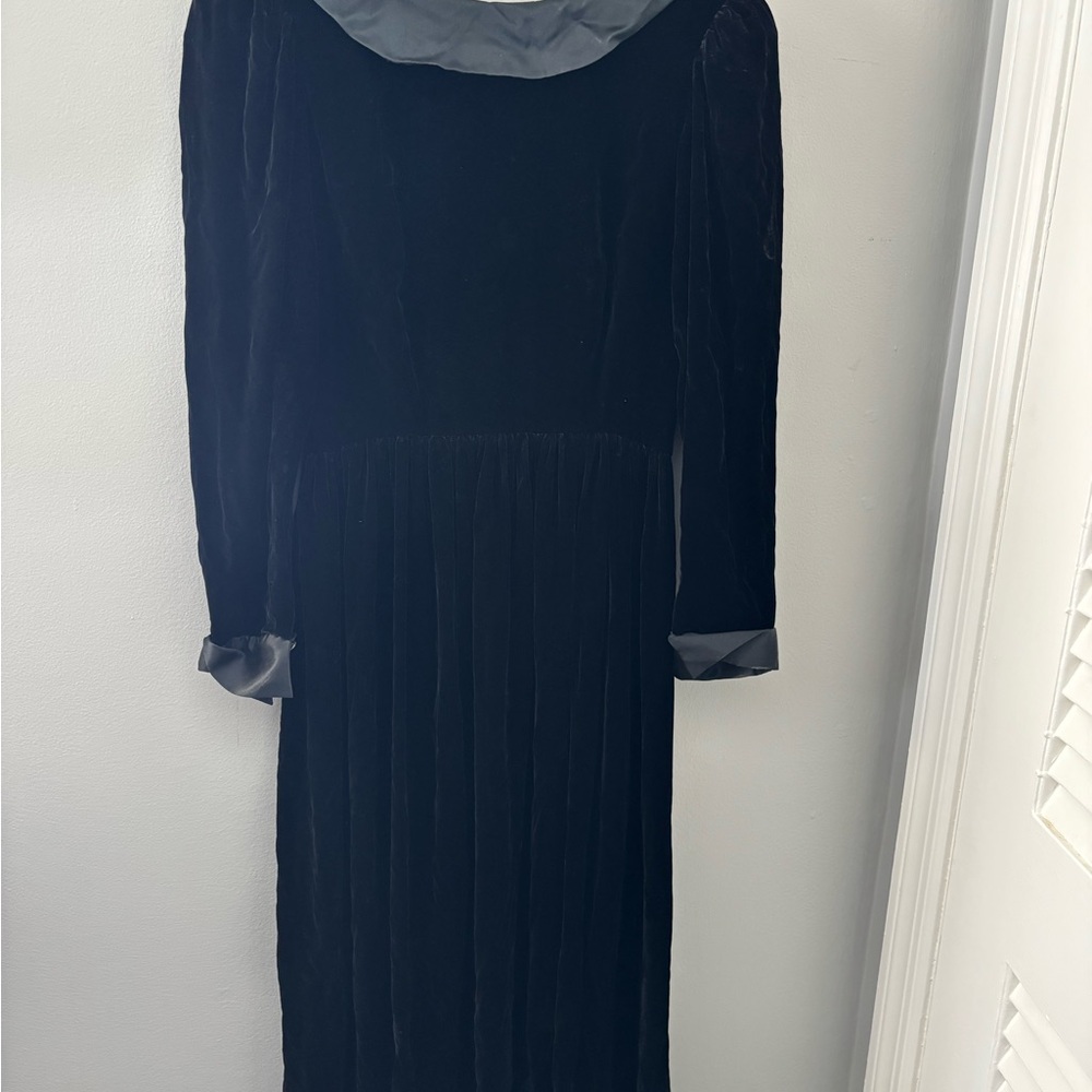 Talbots Black Velvet Long Sleeve Dress